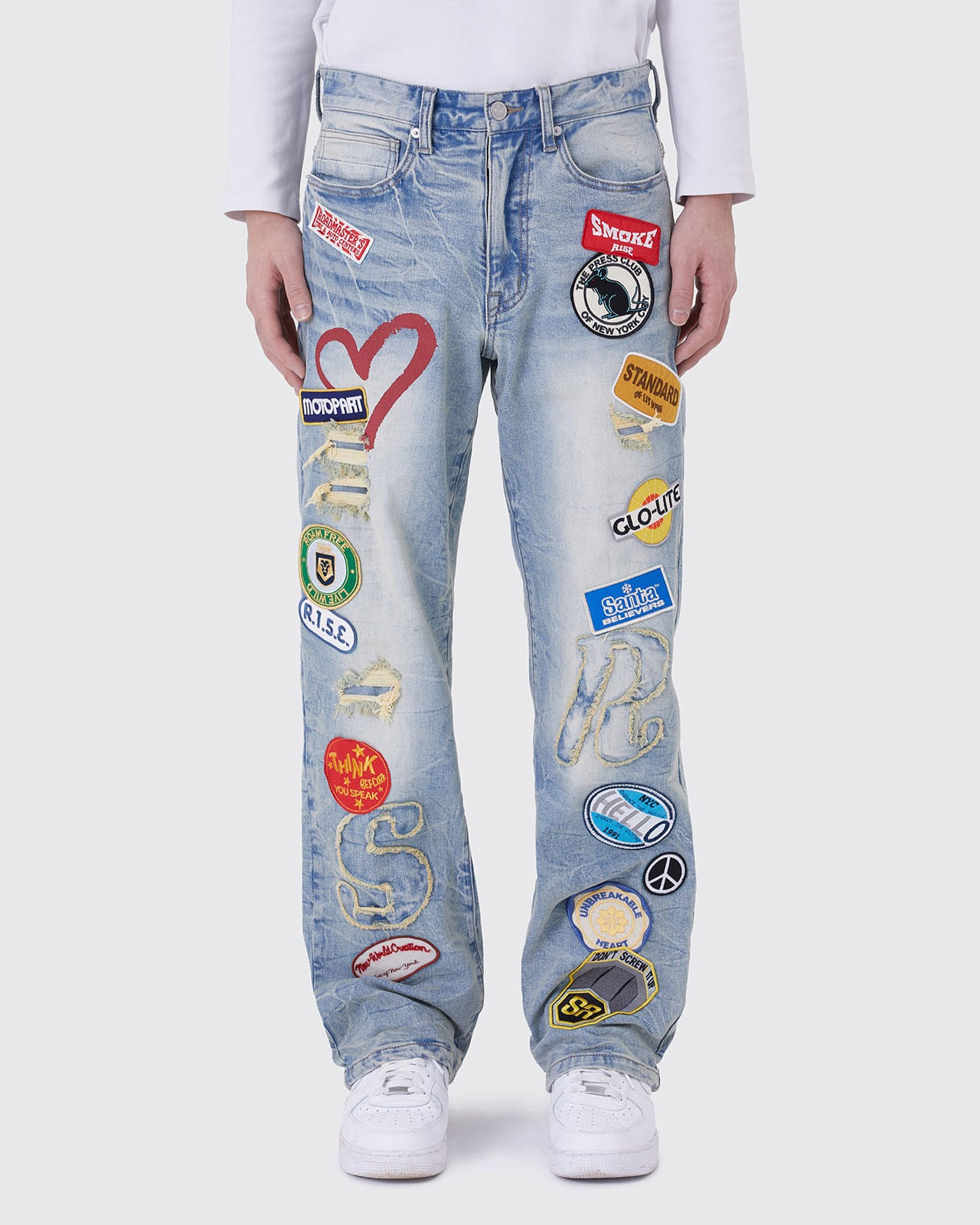 MULTI EMB PATCHED JEANS_METRO BLUE [예약배송 02.28]